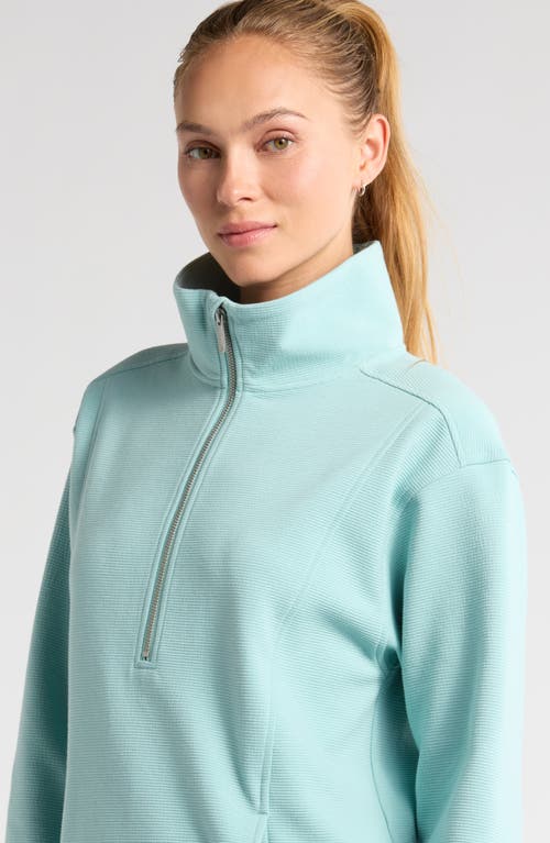 Zella Half Zip Fleece Ottoman Pullover In Teal Aquifer