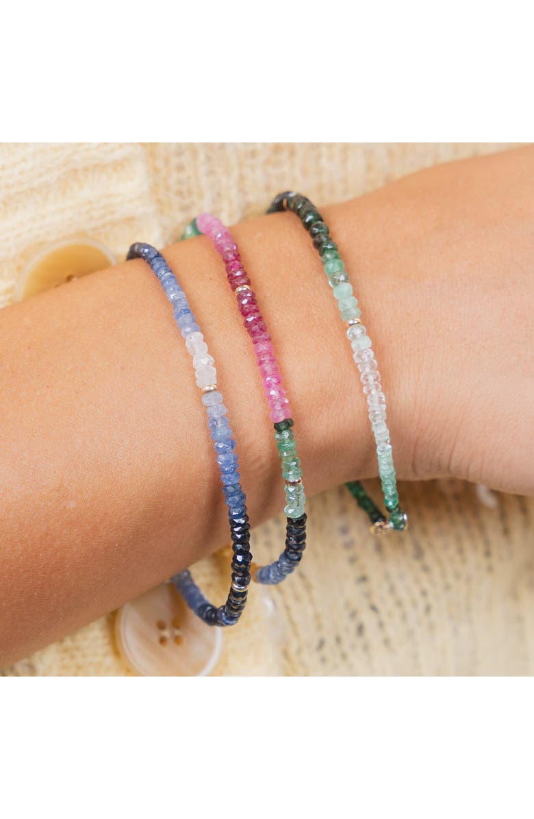 The Lovery Fine Jewelry Blue Sapphire Ombre Bead Bracelet, Alternate, color, Blue Sapphire