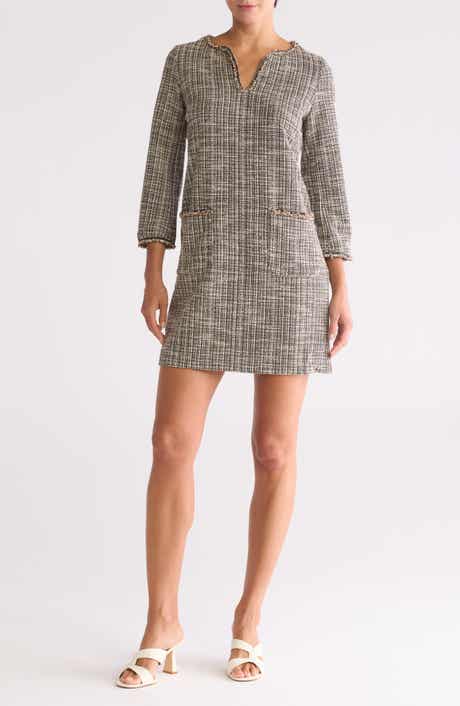 MAX STUDIO Tweed Long Sleeve Shift Dress