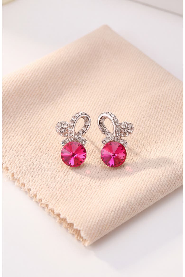 Crystal Flower Drop Earrings, Alternate, color, Pink