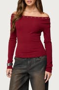 EDIKTED Rebekka Grommet Off the Shoulder Sweater