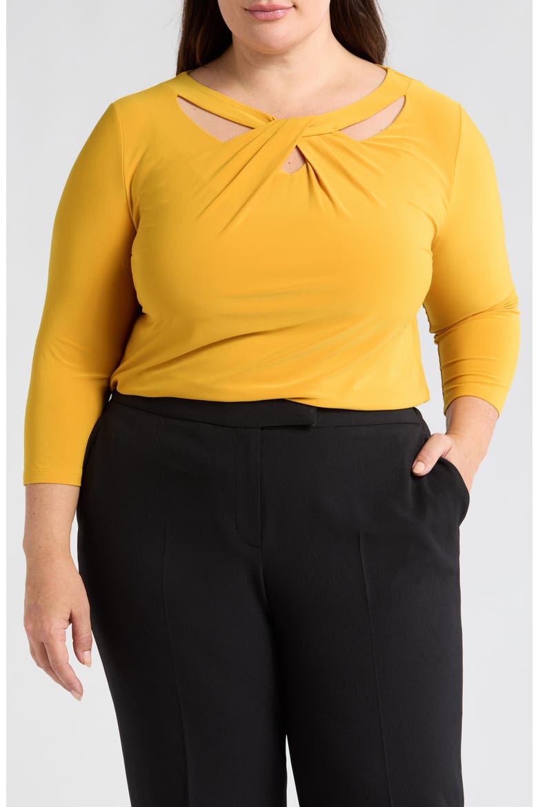 Twist Neck Cutout Top, Main, color, GOLD SIGNATURE