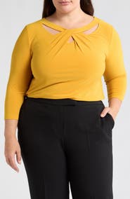KASPER Twist Neck Cutout Top