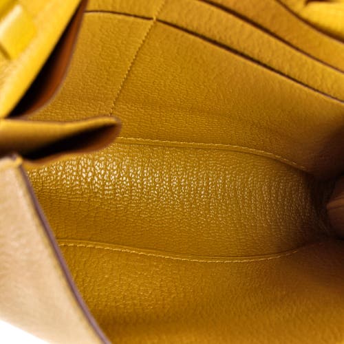 Pre-owned Hermes Hermes Clic Wallet On Strap Chevre Mysore 16 In Yellow