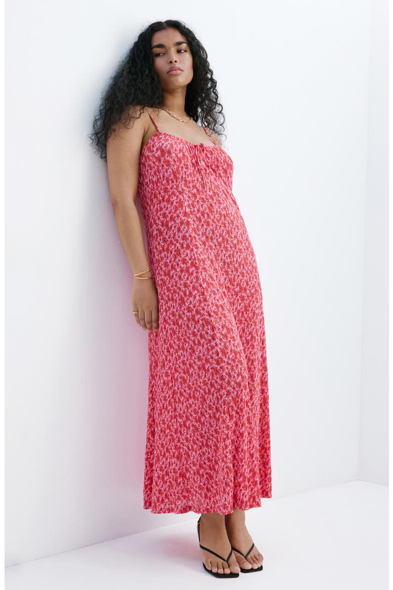 Floral Plissé Slipdress, Alternate, color, PINK