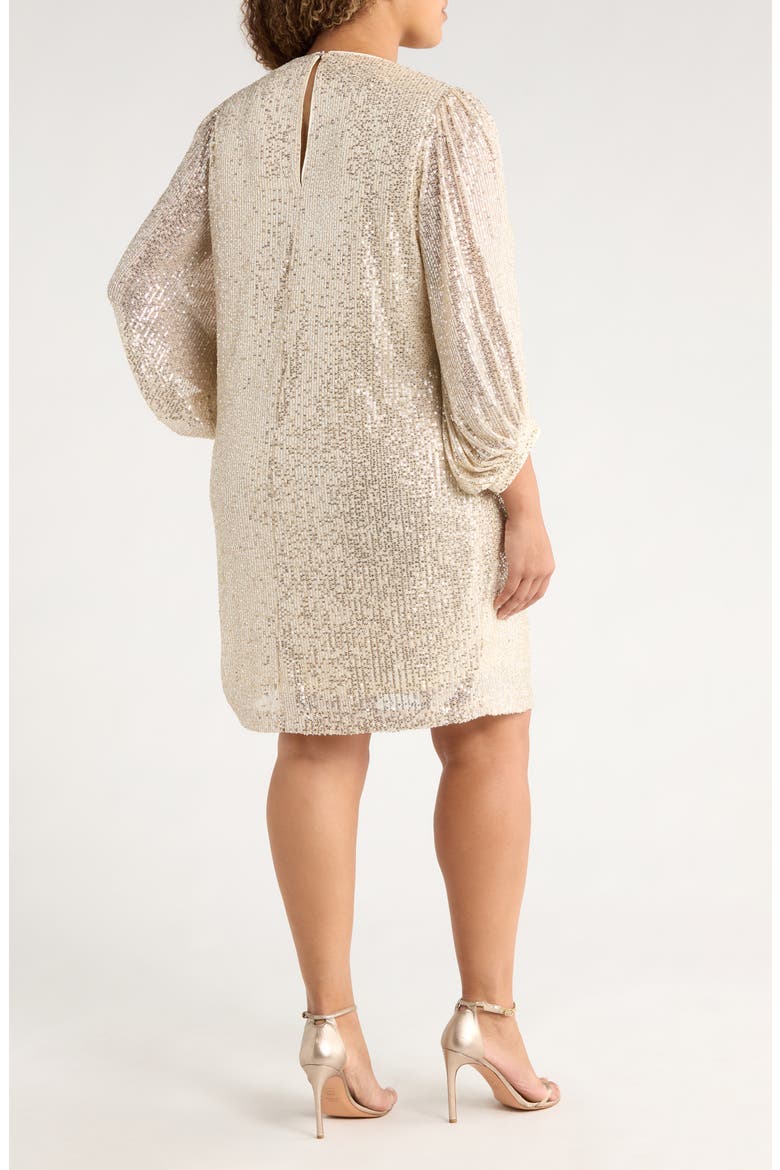 Sequined Sheath Dress, Alternate, color, IVORY SILVER