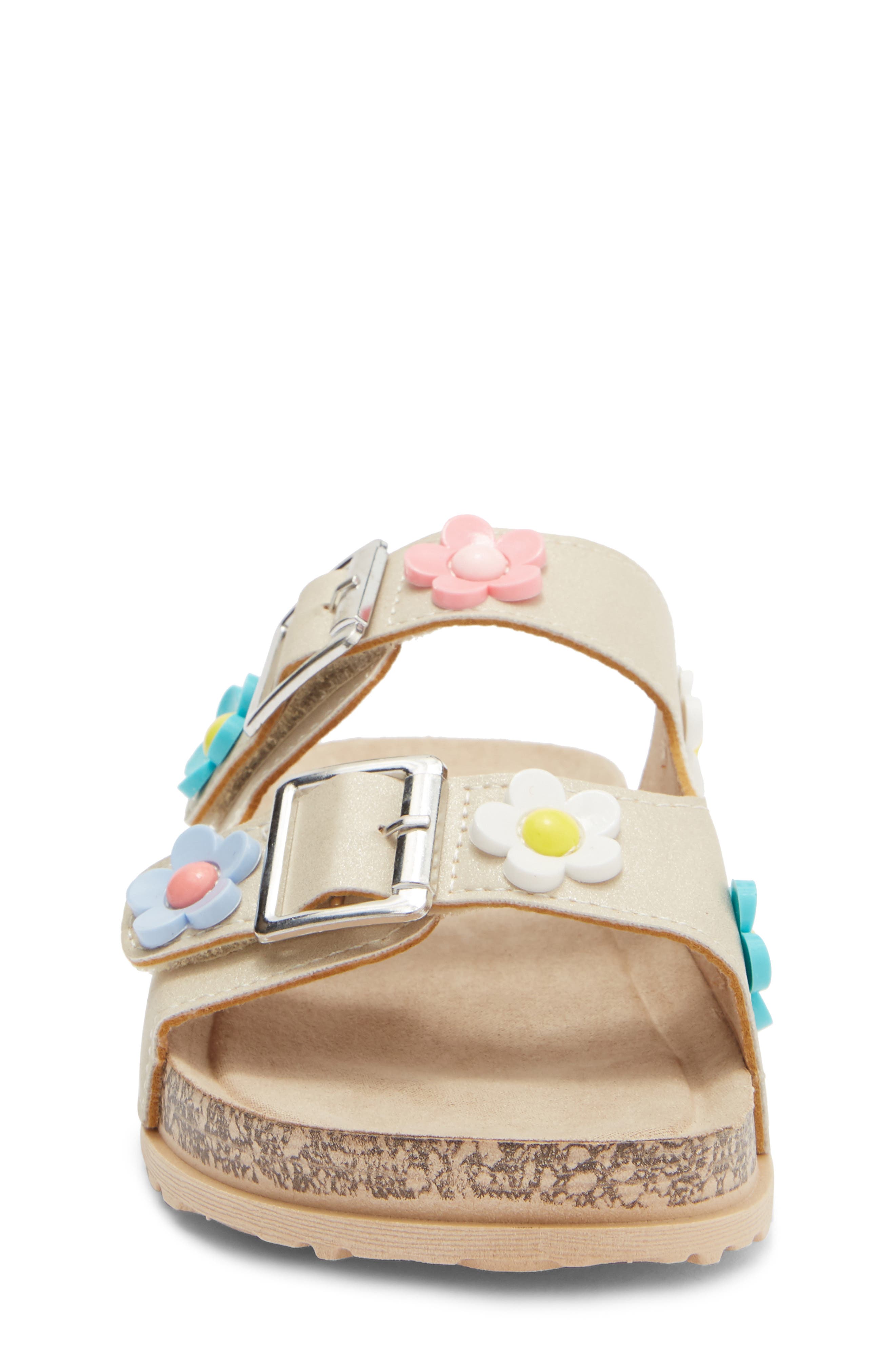 bebe Kids' Flower Accent Double Strap Sandal, Alternate, color, 