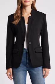 GIBSONLOOK Inverted Notch Collar Cotton Blend Knit Blazer