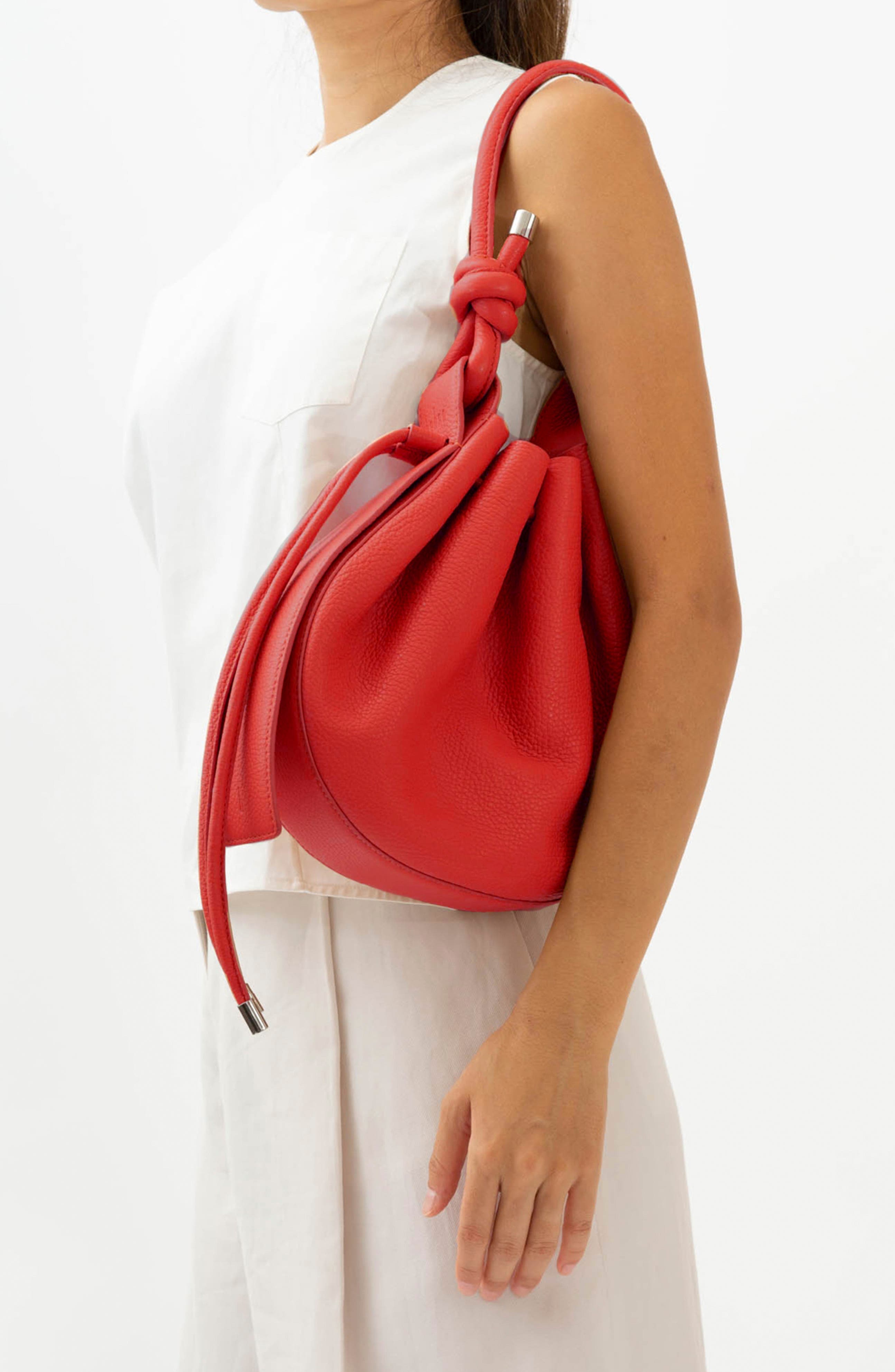 Medium Ina Pebble Leather Shoulder Bag, Alternate, color, RED