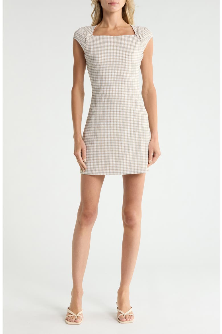 Check Print Dress, Main, color, TAUPE MULTI