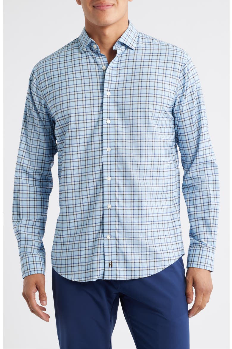 Jaden Check Stretch Button-Up Shirt, Main, color, MALIBLU