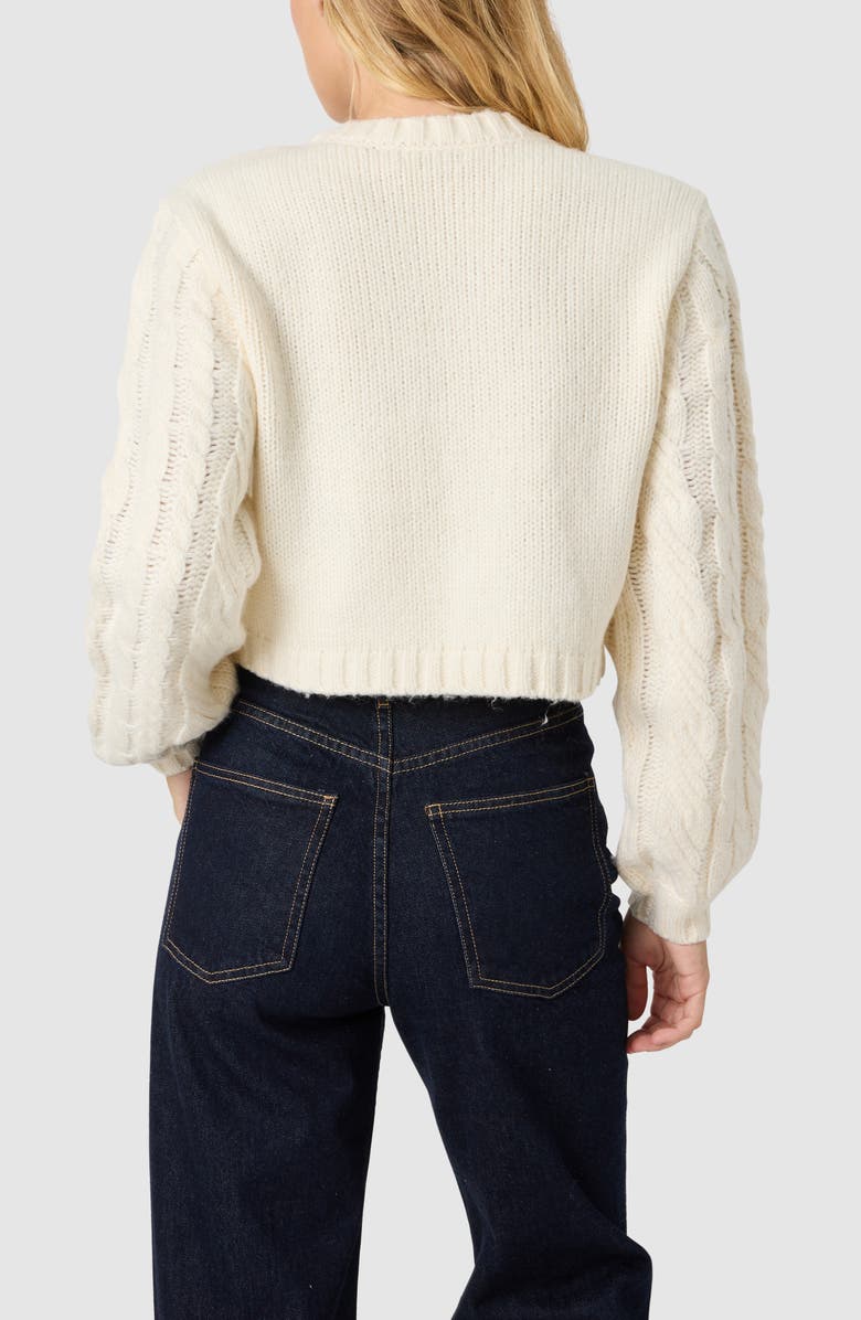 Lush Cable Knit Front Tie Cardigan, Alternate, color, Cream