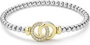 LAGOS Signature Caviar Two-Tone Interlock Diamond Stretch Bracelet