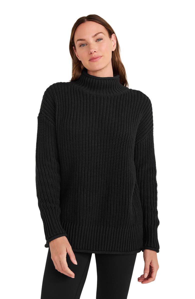 Haven Well Within Organic Cotton Shaker Stitch Roll Neck Sweater, Main, color, Black