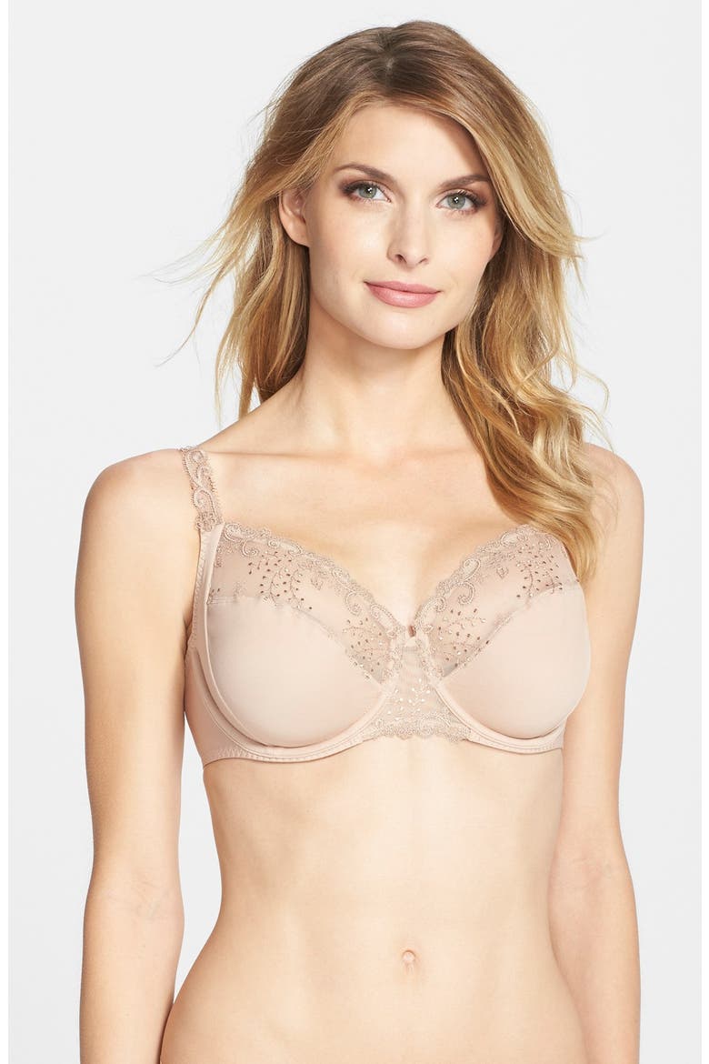 'Delice' Embroidered Underwire Bra, Main, color, NUDE
