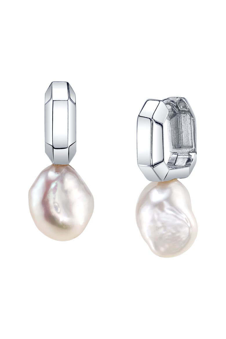 White Freshwater Baroque Pearl Blaire Earrings, Main, color, Sterling Silver