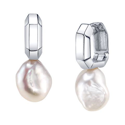 White Freshwater Baroque Pearl Blaire Earrings