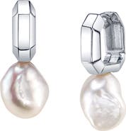 The Pearl Source White Freshwater Baroque Pearl Blaire Earrings
