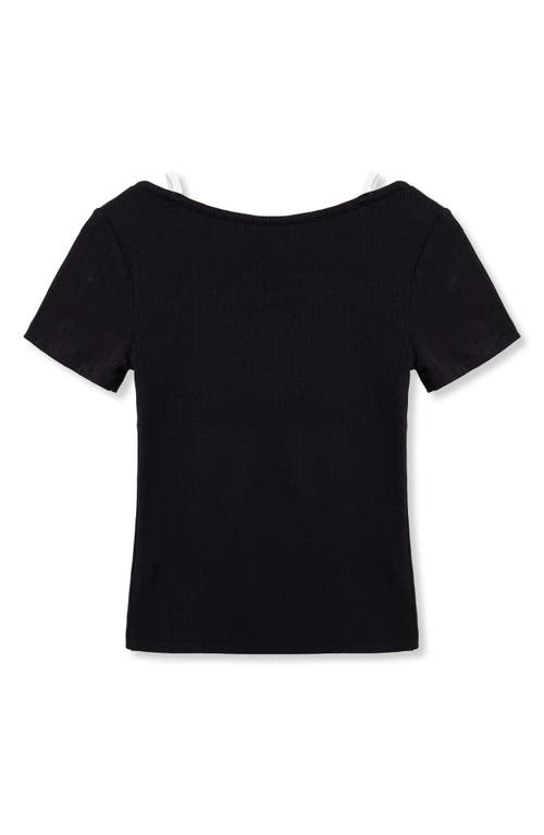 Truce Kids' Layered Rib Knit Top In Black
