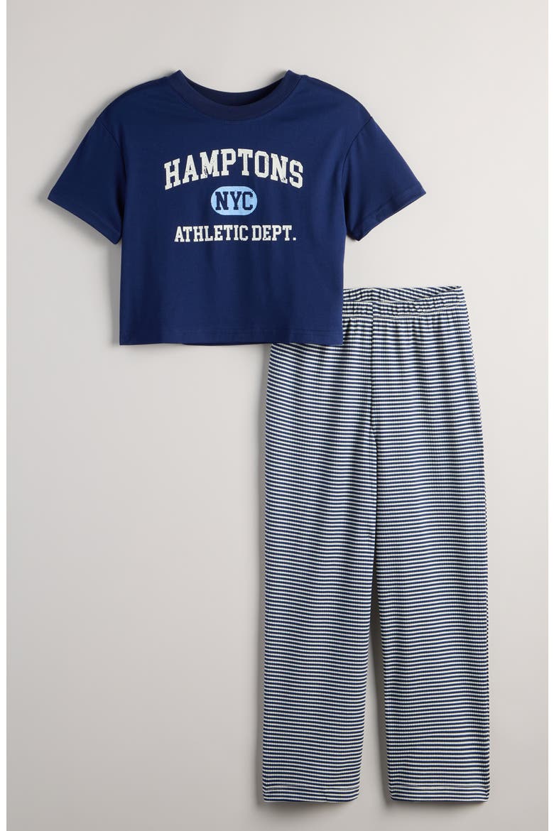 Kids' Two-Piece Pajamas, Main, color, NAVY HAMPTONS STRIPE