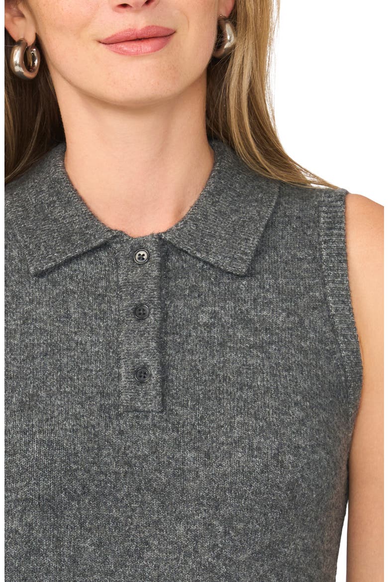 Sleeveless Polo Sweater, Alternate, color, MEDIUM HEATHER GREY