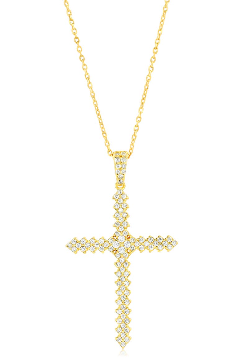 Cubic Zirconia Cross Pendant Necklace, Main, color, GOLD