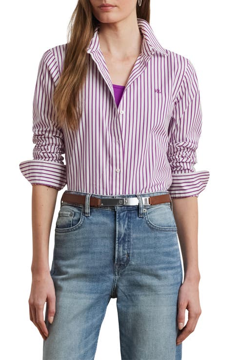 Stripe Classic Fit Cotton Button-Up Shirt