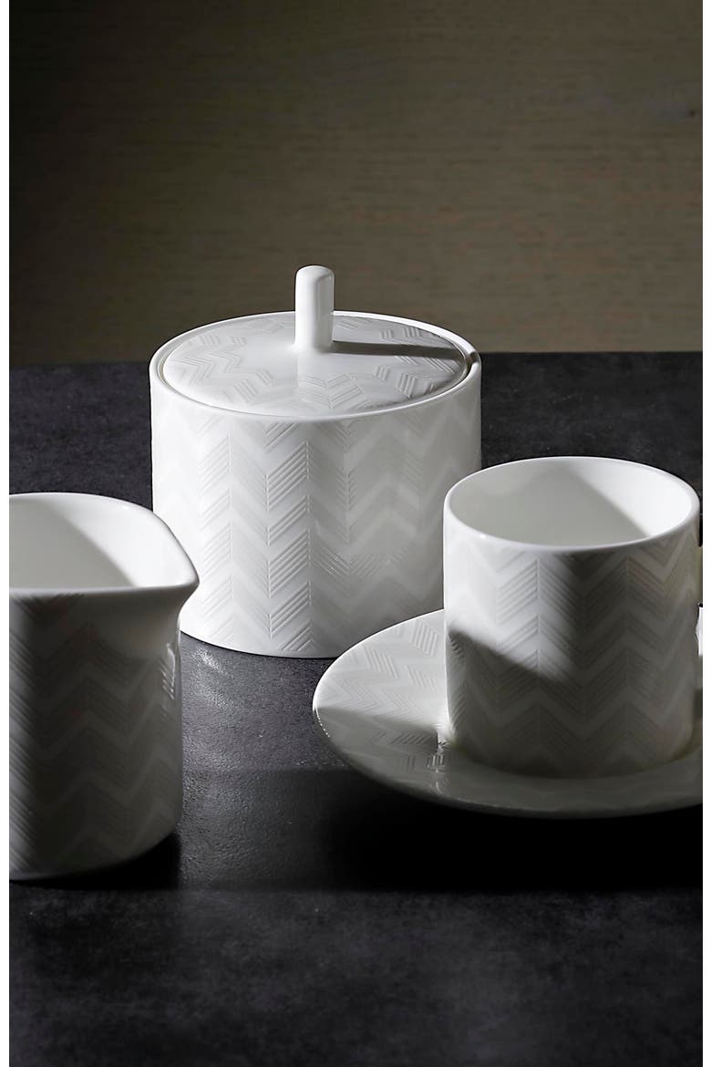 Sugar Pot ZIG ZAG  White diam. 3.3", H 3.5", Alternate, color, White