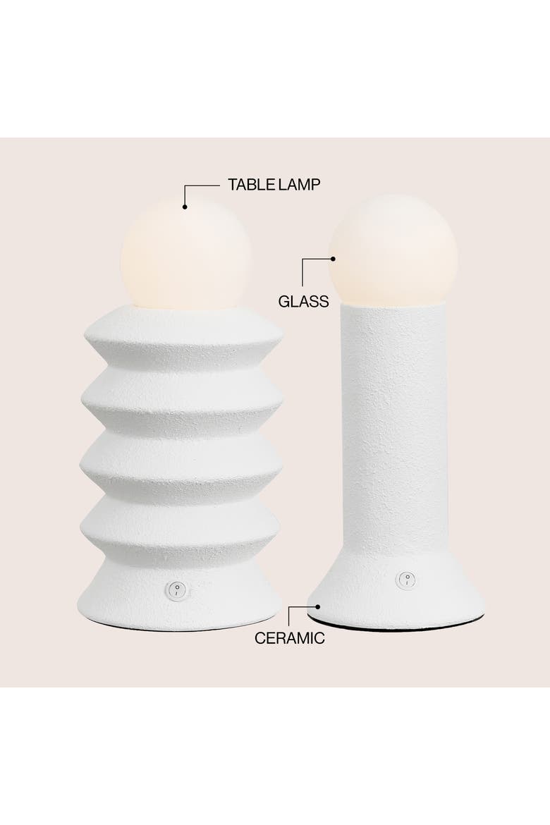 Soren 13" Ceramic/Glass Geometric Integrated LED Table Lamp, Alternate, color, White