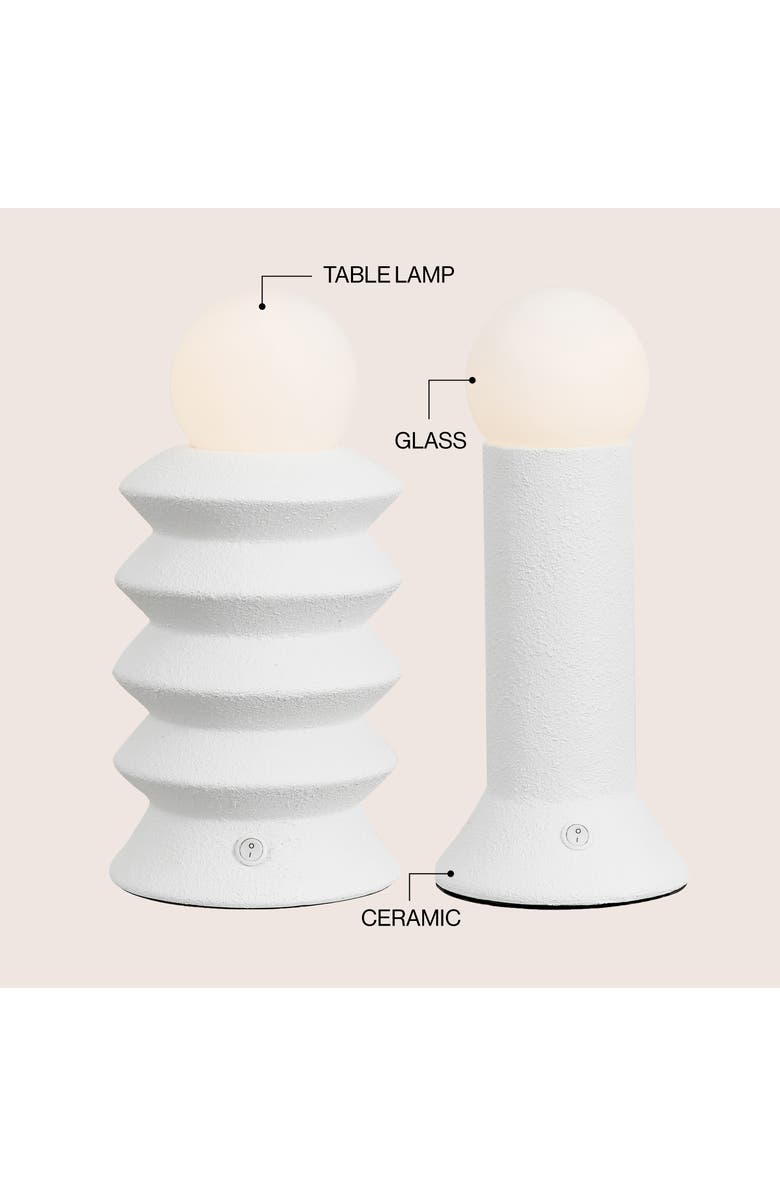 JONATHAN Y Soren 13" Ceramic/Glass Geometric Integrated LED Table Lamp, Alternate, color, White