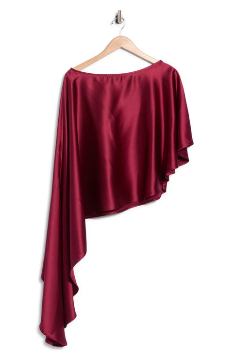 Asymmetric Satin Poncho Top