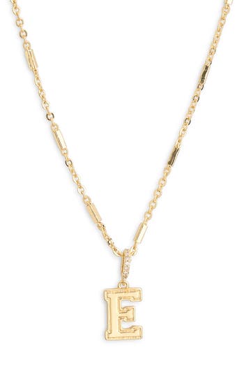 Leith Varsity Font Cubic Zirconia Initial Pendant Necklace In Gold