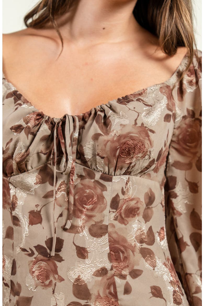 Sweetheart Jacquard Minidress, Alternate, color, MOCHA MOUSSE