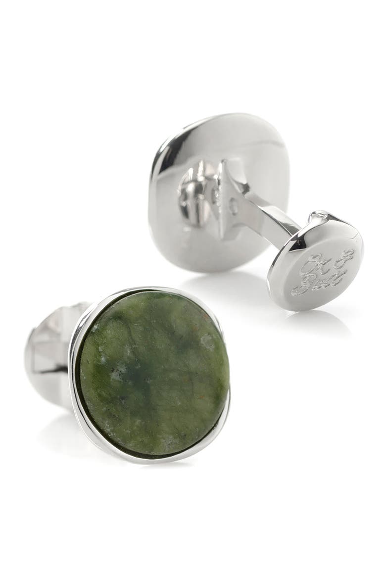 Seraphinite Sterling Silver Cuff Links, Alternate, color, GREEN