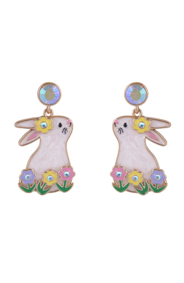 Hallmark Easter Bunny and Flower Earrings, Alternate, color, White