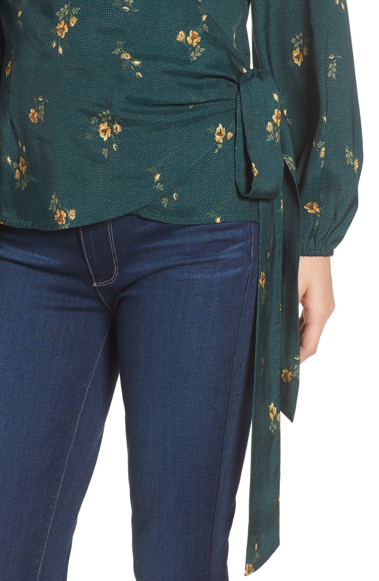 Hinge Floral Spot Wrap Top, Alternate, color,