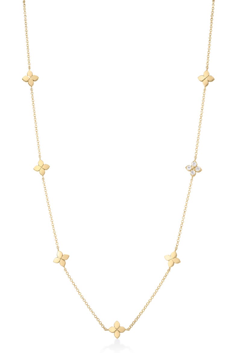 Love in Verona Diamond Flower Station Necklace, Main, color, YELLOW