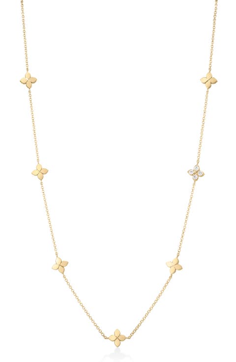 Love in Verona Diamond Flower Station Necklace