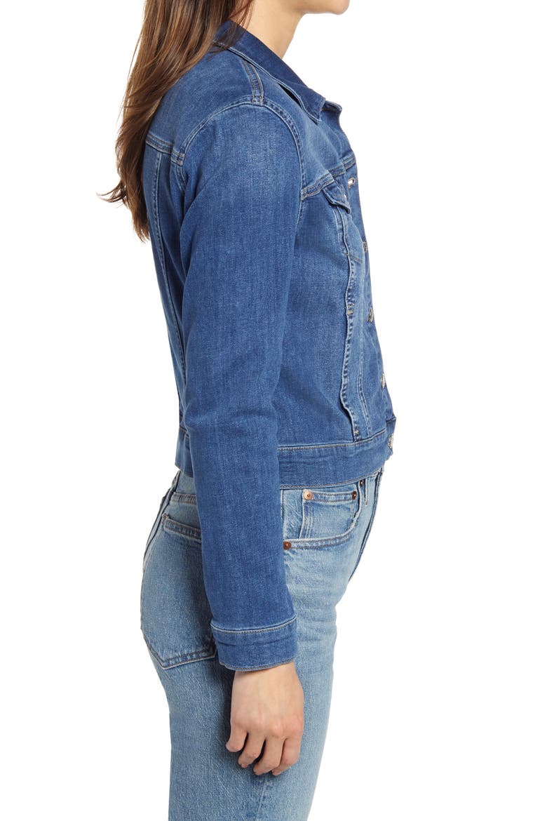 Samantha Denim Trucker Jacket, Alternate, color, MID BRUSHED FEATHER BLUE