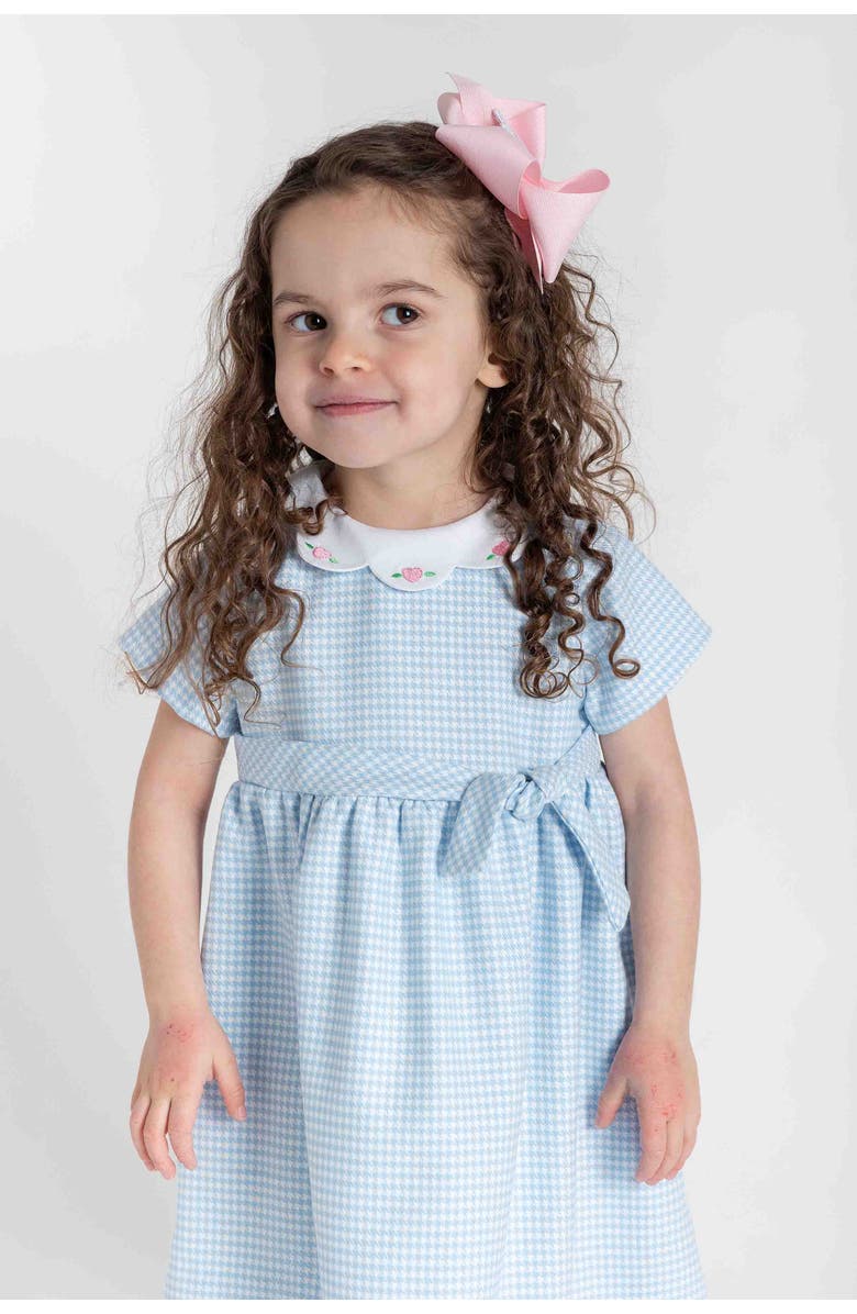 Florence Eiseman Houndstooth Dress With Hearts, Alternate, color, Light Blue, White