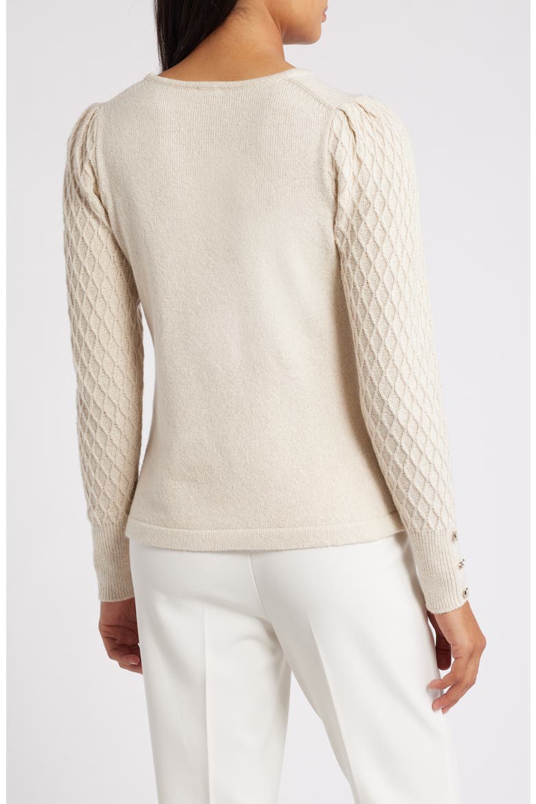 Metallic Mixed Stitch Cotton Blend Sweater, Alternate, color, ANNE WHITE/ GOLD