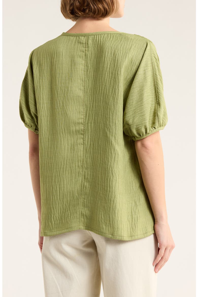 Short Sleeve Split Neck Blouse, Alternate, color, HEATHER LEAF