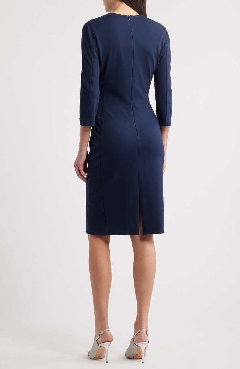 BOSS Dalmar Split Neck Dress, Alternate, color, Clean Navy