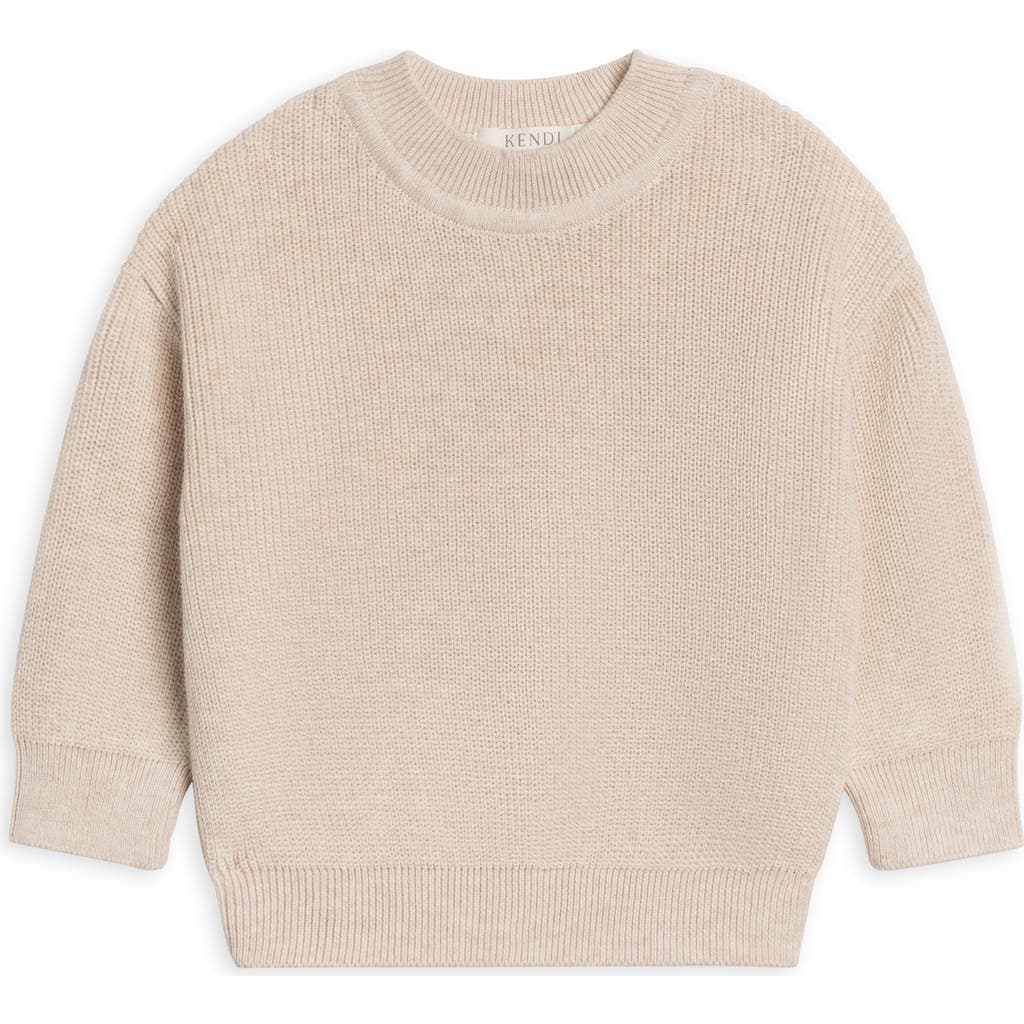 Kendi Laurie Organic Sweater Knit Crew Pullover In Neutral