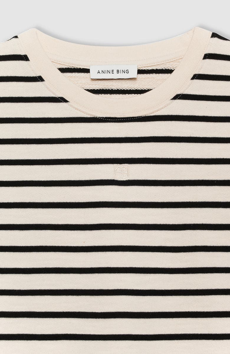 ANINE BING Myers Cropped Tee, Alternate, color, Black / Cream Stripe