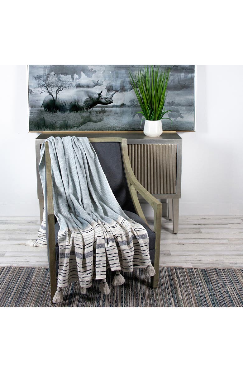 PARKLAND COLLECTION Snowflower Transitional Light Blue 50" X 66" Woven Handloom Throw Blanket, Alternate, color, 