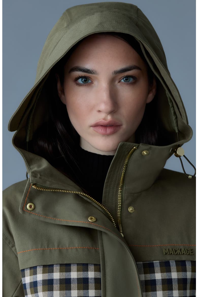 Kaori Hooded Water Resistant Recycled Polyester Blend Jacket, Alternate, color, LIGHT MILITARY