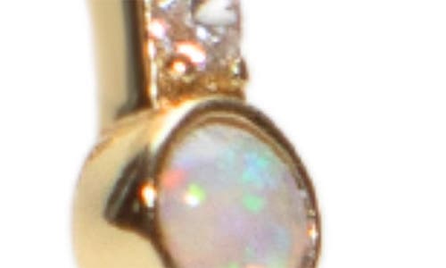 Argento Vivo Sterling Silver Opal & Cubic Zirconia Oblong Hoop Earrings In Gold