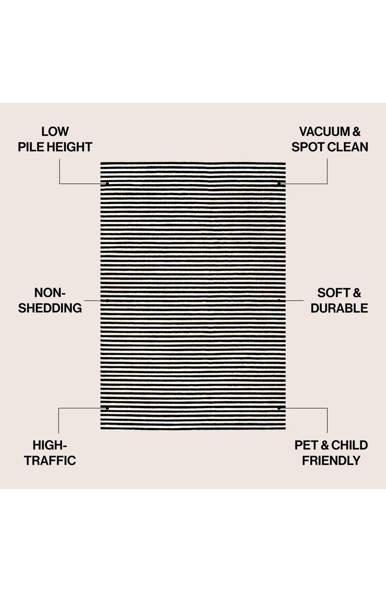 JONATHAN Y Aarhus High-Low Minimalist Scandi Striped Indoor/Outdoor Area Rug, Alternate, color, Black/White