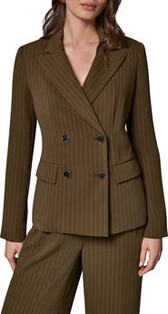 Donna Karan New York Pinstripe Double Breasted Blazer